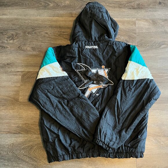 Vintage Rare 90s San Jose Sharks Starter 1/2 Zip Jacket Pullover Puffer- Size XL - Picture 6 of 7
